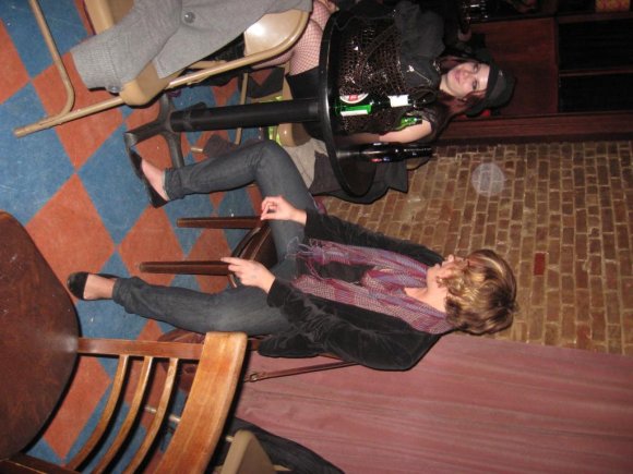 TINA and KERRY relax after a "hard" night of work.