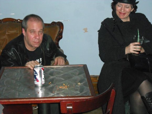KIPP ELBAUM (promoter) and MARNI RICE hanging out after her set.