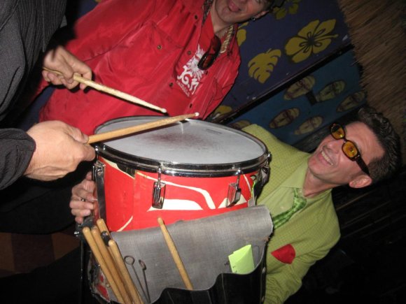 LUIGI and ROCCO, as they toured the club with the floor tom.