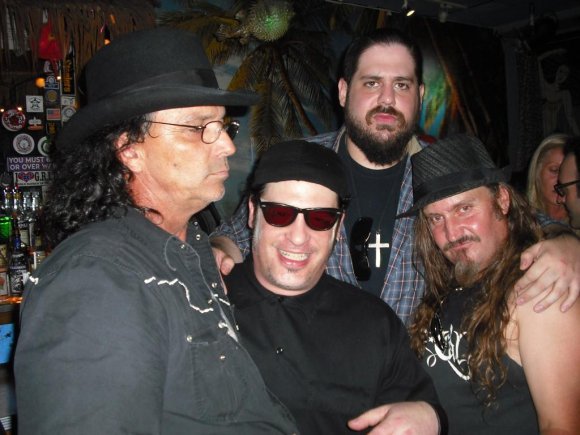 REVEREND KEV (MOTOROCKET) hanging at the bar with ?, BIG RON PRICE and ?.