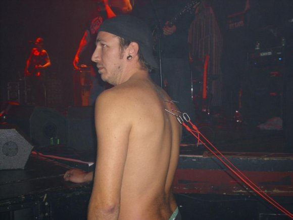 This guy had only 2 hooks in his back so he was playing horse and carriage in the crowd.
