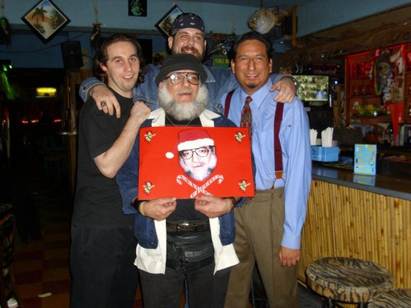 The core of DESTINY SERVICES (2009) with the CHRISTMAS FLAG 2009/FRANKIE the KID, Mr. WOOD, BIG RON PRICE and DENTON.
