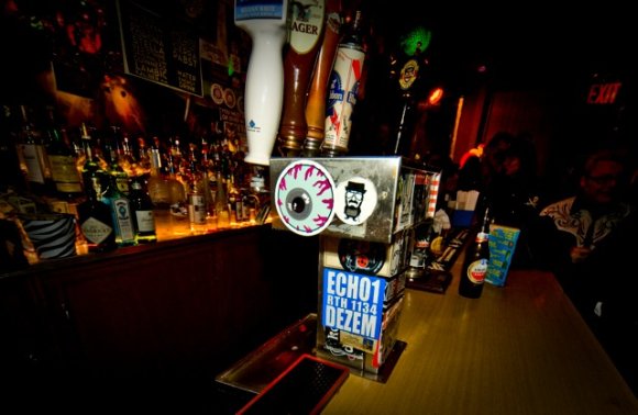 The beer taps are stickered up at OTTO's.