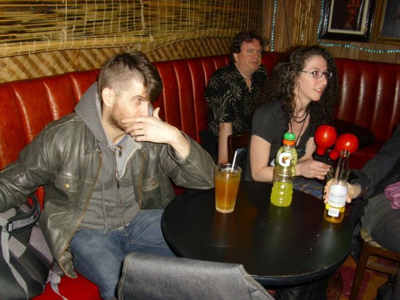 Rev. JOHN MURDOCH and maracas player enjoying KILL THE BAND.