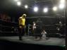 Mr. WOOD harrassing the crowd as TIBERIUS awaits MANSLAUGHTER's entrance.