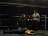BIG RON calling the ref over to count out the bum.
