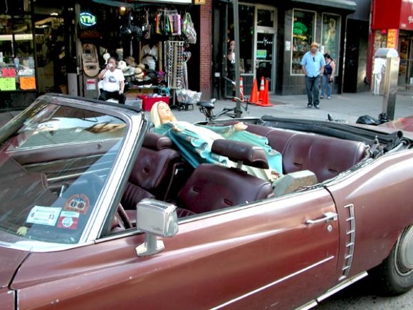 The statue of THE BLESSED VIRGIN from the movie BAD LIEUTENANT is going for a ride in the LUNDORADO!