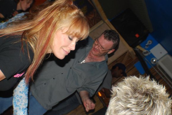 CYNDI DAWSON (THE CYNZ) and JOE KELLY (BUDDY LOVE, ALL MOBBED UP) dance to the tunes!