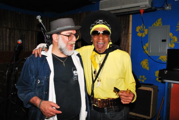 Mr. WOOD and BUDDY BOWZER sharing a laugh after BUDDY's set!