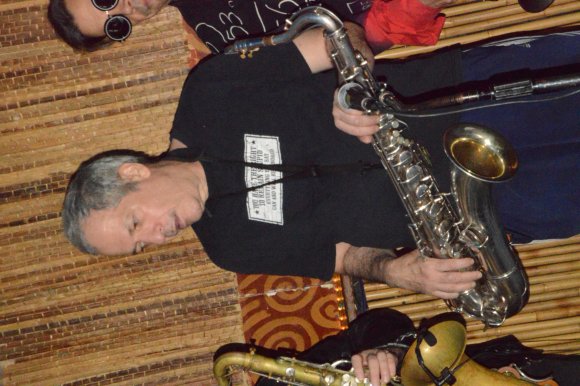 FRANK WOOD & HIS NYC ALL-STARS BAND/ROBERT AARON (DAVID BOWIE BAND, JAMES CHANCE & THE CONTORTIONS and...) with MAC watching!